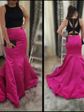 Trumpet/Mermaid Scoop Sweep/Brush Train Satin Prom Formal Evening Dresses