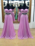 A-Line/Princess Sweetheart Long Chiffon Prom Formal Evening Dresses with Beading
