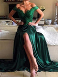 A-Line/Princess Off-the-shoulder Asymmetrical Organza Prom Dresses with Applique