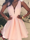 Sheath/Column V-neck Short/Mini Satin Prom Formal Evening Dresses