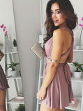 Sheath/Column V-neck Short/Mini Satin Prom Formal Evening Dresses