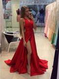 A-Line/Princess Halter Sweep/Brush Train Taffeta Prom Formal Evening Dresses