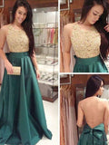 A-Line/Princess Scoop Long Satin Prom Formal Evening Dresses with Bowknot
