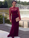 Sheath/Column Scoop Long Chiffon Prom Formal Evening Mothers Dresses with Lace