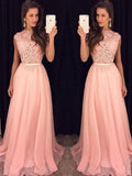 A-Line/Princess High Neck Long Chiffon Prom Formal Evening Dresses