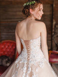 Ball Gown Sweetheart Long Tulle Prom Formal Evening Dresses with Applique