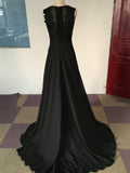 A-Line/Princess Scoop Sweep/Brush Train Chiffon Prom Formal Evening Dresses