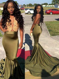 Trumpet/Mermaid Scoop Sweep/Brush Train Satin Prom Formal Evening Dresses