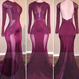 Trumpet/Mermaid Scoop Sweep/Brush Train Satin Prom Formal Evening Dresses with Applique