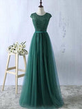 A-Line/Princess Scoop Long Tulle Prom Formal Evening Dresses