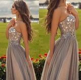 A-Line/Princess Sweetheart Long Chiffon Prom Formal Evening Dresses with Beading