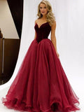 Ball Gown Sweetheart Long Tulle Prom Formal Evening Dresses