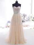 Sheath/Column Sweetheart Sweep/Brush Train Tulle Prom Formal Evening Dresses