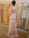Trumpet/Mermaid Scoop Sweep/Brush Train Sleeveless Tulle Plus Size Dresses with Applique
