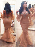 Trumpet/Mermaid Off-the-Shoulder Long 3/4 Sleeves Satin Plus Size Dresses with Beading