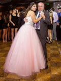 Ball Gown Sweetheart Long Sleeveless Tulle Plus Size Prom Evening Dresses with Beading