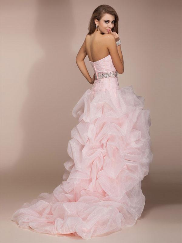 A-Line/Princess Sweetheart Asymmetrical Organza Sleeveless Prom Evening Dresses with Beading