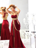 A-Line/Princess Sweetheart Long Taffeta Sleeveless Prom Evening Dresses with Ruffles