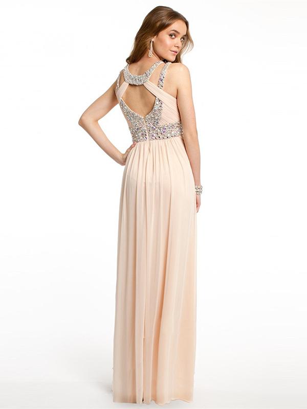 A-Line/Princess Bateau Long Chiffon Sleeveless Prom Formal Evening Dresses