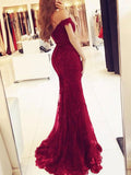 Mermaid/Trumpet Off-the-Shoulder Short Sleeves Sweep/Brush Train Tulle Prom Dresses with Beading