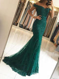 Mermaid/Trumpet Off-the-Shoulder Short Sleeves Sweep/Brush Train Tulle Prom Dresses with Beading