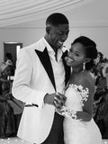 Trumpet/Mermaid Off-the-Shoulder Court Train Long Sleeves Lace Bridal Gown with Applique