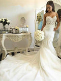 Trumpet/Mermaid Spaghetti Straps Chapel Train Sleeveless Tulle Wedding Dresses