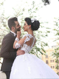 Ball Gown Sweetheart Court Train Long Sleeves Tulle Wedding Dresses