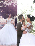 Ball Gown Sweetheart Court Train Long Sleeves Tulle Wedding Dresses
