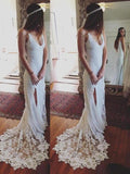 Sheath/Column Straps Court Train Sleeveless Wedding Dresses
