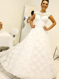 Ball Gown Scoop Floor-Length Sleeveless Lace Bridal Gown