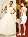 Ball Gown Scoop Floor-Length Sleeveless Lace Bridal Gown