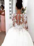 Ball Gown Scoop Court Train Long Sleeves Wedding Dresses
