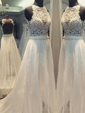 A-Line/Princess Scoop Sweep/Brush Train Sleeveless Chiffon Wedding Dresses
