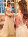 A-Line/Princess Scoop Sweep/Brush Train Sleeveless Chiffon Wedding Dresses