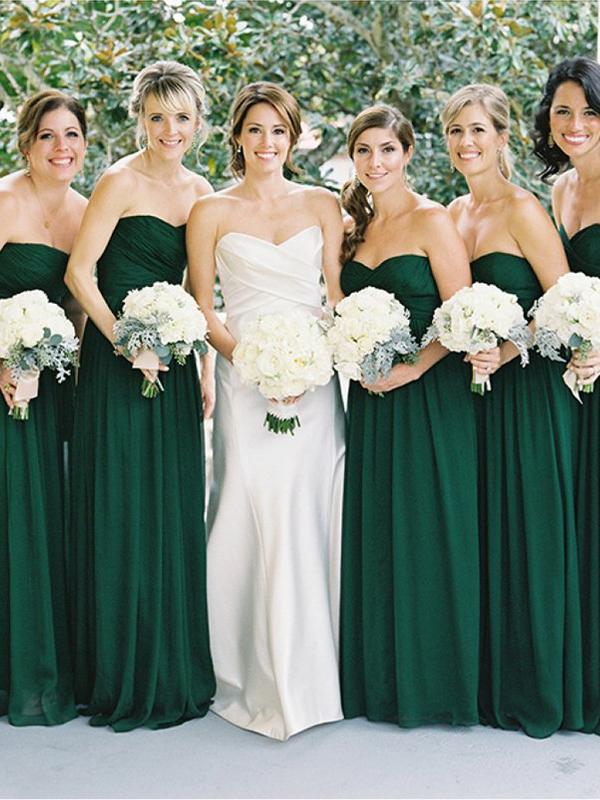 Wedding Hunter Green Bridesmaids A-Line/Princess Sweetheart Chiffon Long Sleeveless Bridesmaid Dresses Dessiny Wedding Hunter Green Bridesmaids A-Line/Princess Sweetheart Chiffon Long Sleeveless Bridesmaid Dresses Dessiny