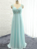 A-Line/Princess Sweetheart Chiffon Long Sleeveless Bridesmaid Dresses with Beading