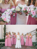A-Line/Princess Sweetheart Chiffon Long Sleeveless Bridesmaid Dresses
