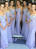 Sheath/Column Sweetheart Satin Sweep/Brush Train Sleeveless Bridesmaid Dresses with Hand-Made Flower