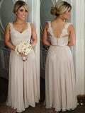 A-Line/Princess Sweetheart Chiffon Long Sleeveless Bridesmaid Dresses