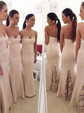 Trumpet/Mermaid Sweetheart Satin Long Sleeveless Bridesmaid Dresses