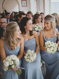 A-Line/Princess Sweetheart Chiffon Long Sleeveless Bridesmaid Dresses