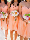 A-Line/Princess Sweetheart Chiffon Short/Mini Sleeveless Bridesmaid Dresses