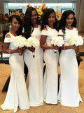 Trumpet/Mermaid Scoop Satin Long Short Sleeves Bridesmaid Dresses