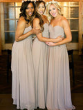 A-Line/Princess Sweetheart Chiffon Long Sleeveless Bridesmaid Dresses