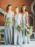 A-Line/Princess  Chiffon Long Sleeveless Bridesmaid Dresses