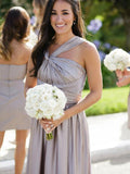 A-Line/Princess  Satin Long Sleeveless Bridesmaid Dresses