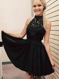 A-Line/Princess High Neck Chiffon Sleeveless Short/Mini Dresses with Applique Beading