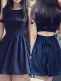 A-Line/Princess Scoop Chiffon Sleeveless Short/Mini Dresses with Bowknot