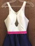 A-Line/Princess V-neck Satin Sleeveless Short/Mini Homecoming Dresses